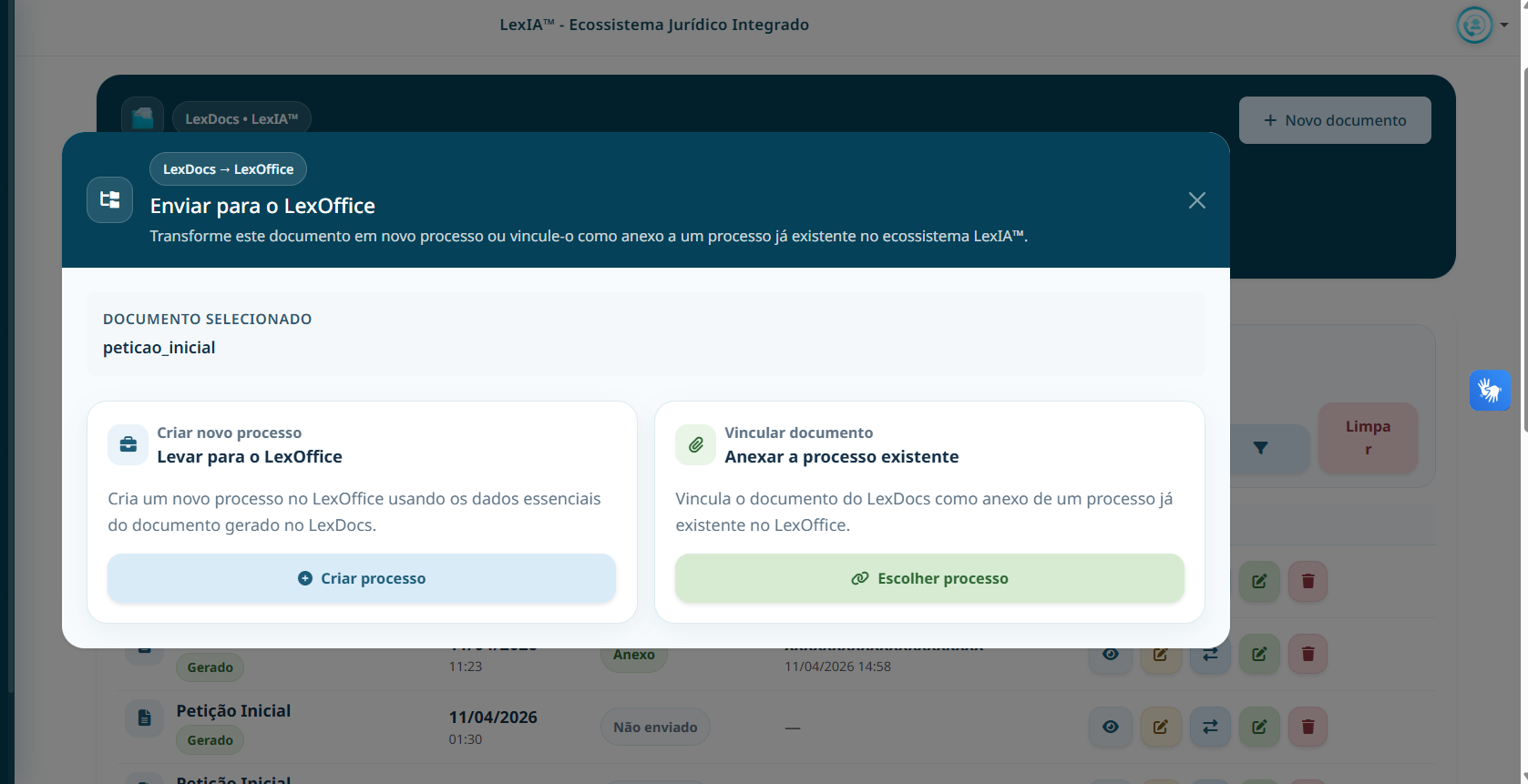 Envio de documento do LexDocs para o LexOffice